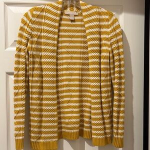 Banana Republic Yellow and White Striped Cardigan